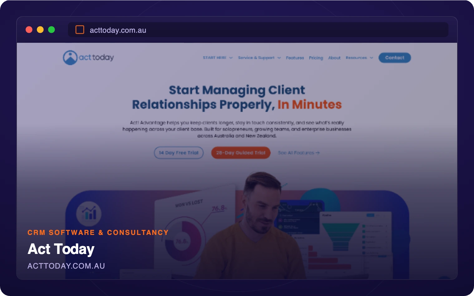 Act Today CRM website homepage