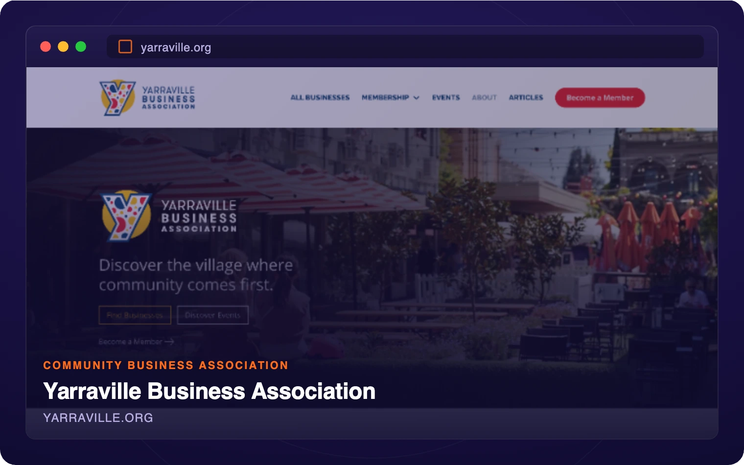 Yarraville Business Association website homepage